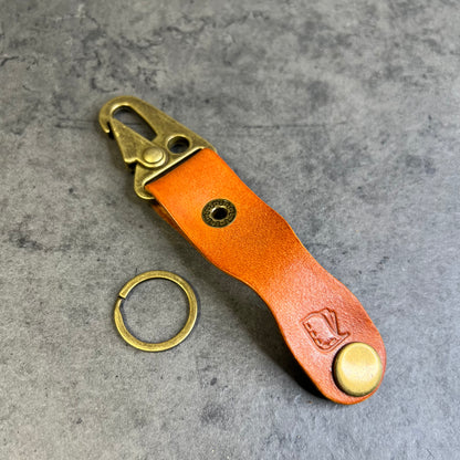 Handmade Leather Key Clip With Snap & Key Ring