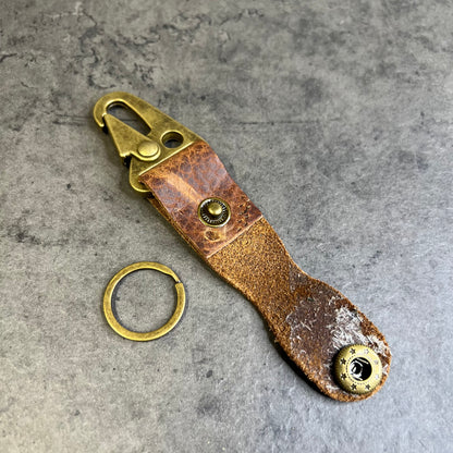 Handmade Leather Key Clip With Snap & Key Ring